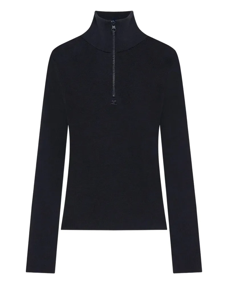 Courrèges Courreves Reißverschluss -Pullover Navy