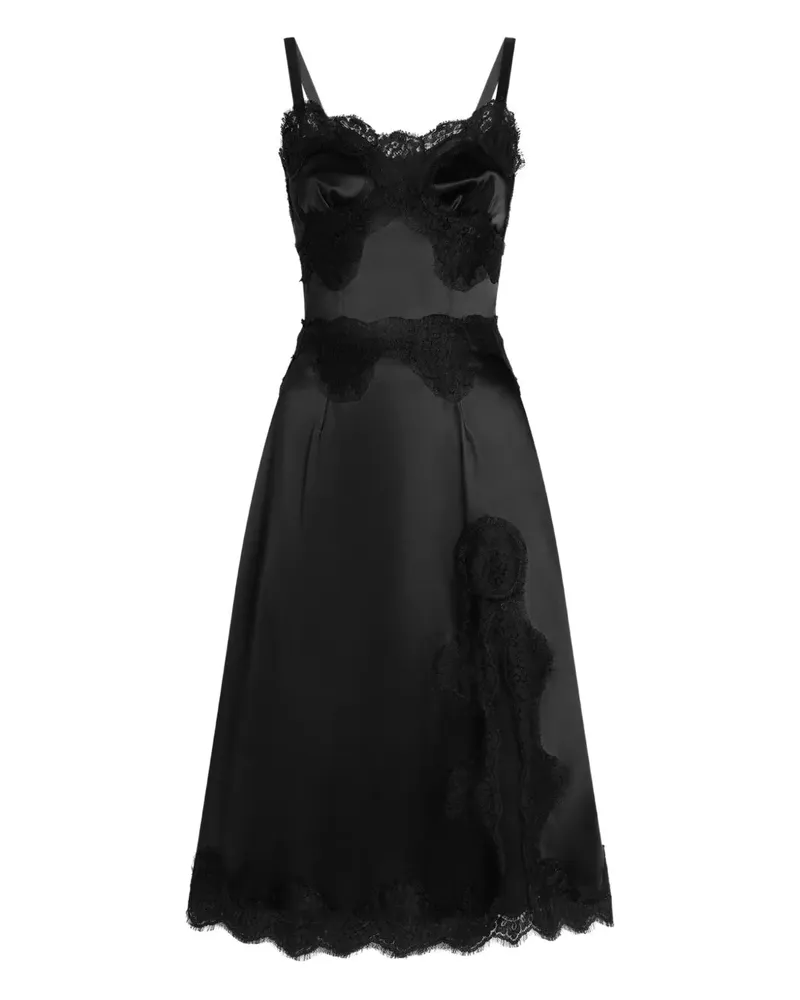 Dolce & Gabbana Satinkleid mit Spitzenverkleidung N0000