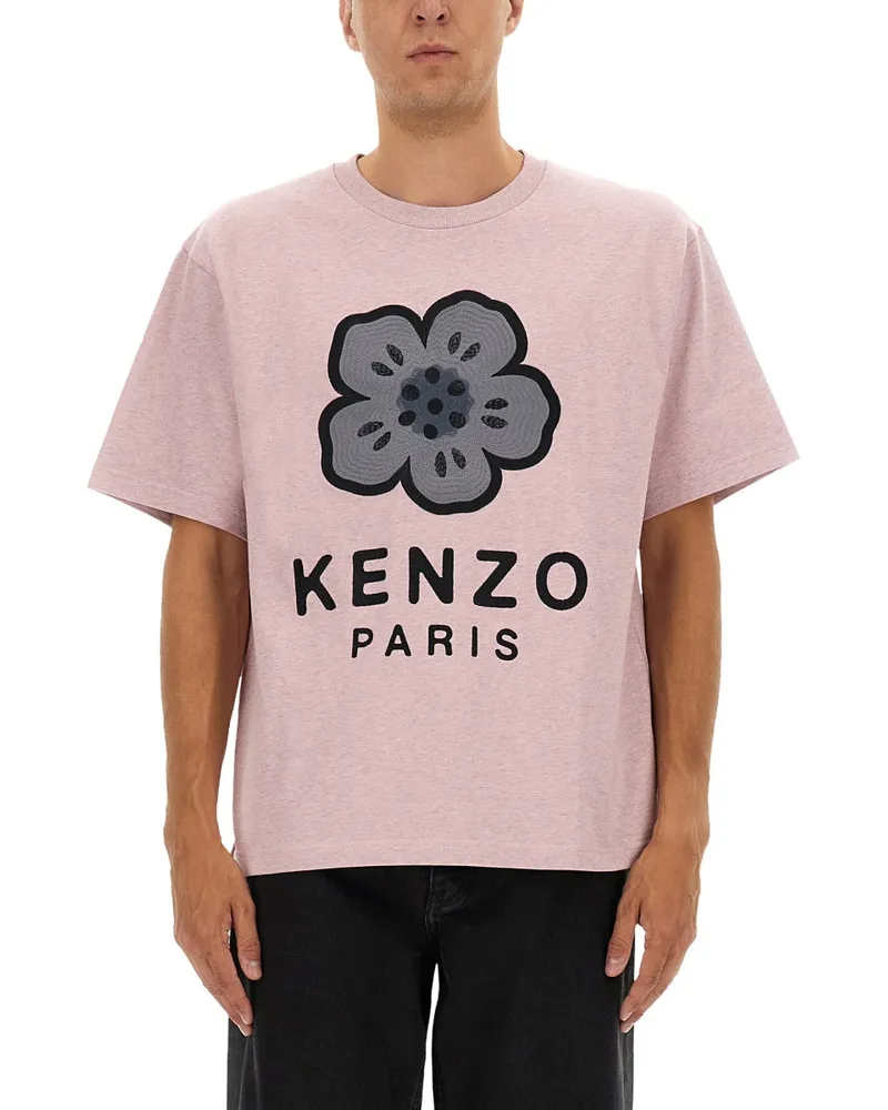 Kenzo übergroße T -Shirt mit "Boke Flower" -Fotterie Pink