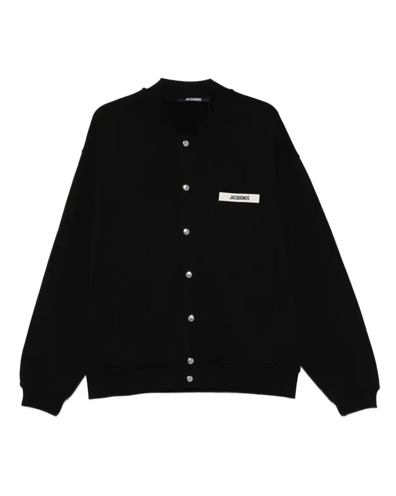 Jacquemus die Grosgrain -Strickjacke mit Applikat Black
