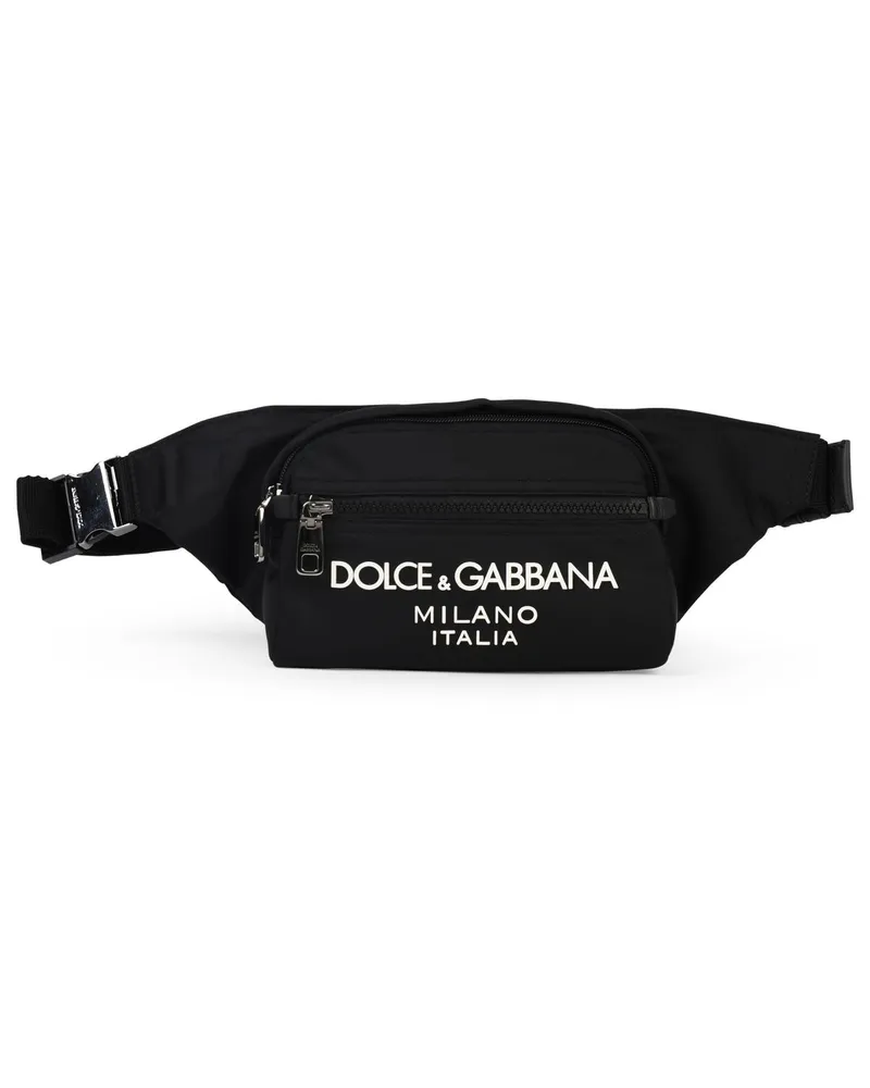 Dolce & Gabbana Small Black Nylon Fanny Pack Schwarz