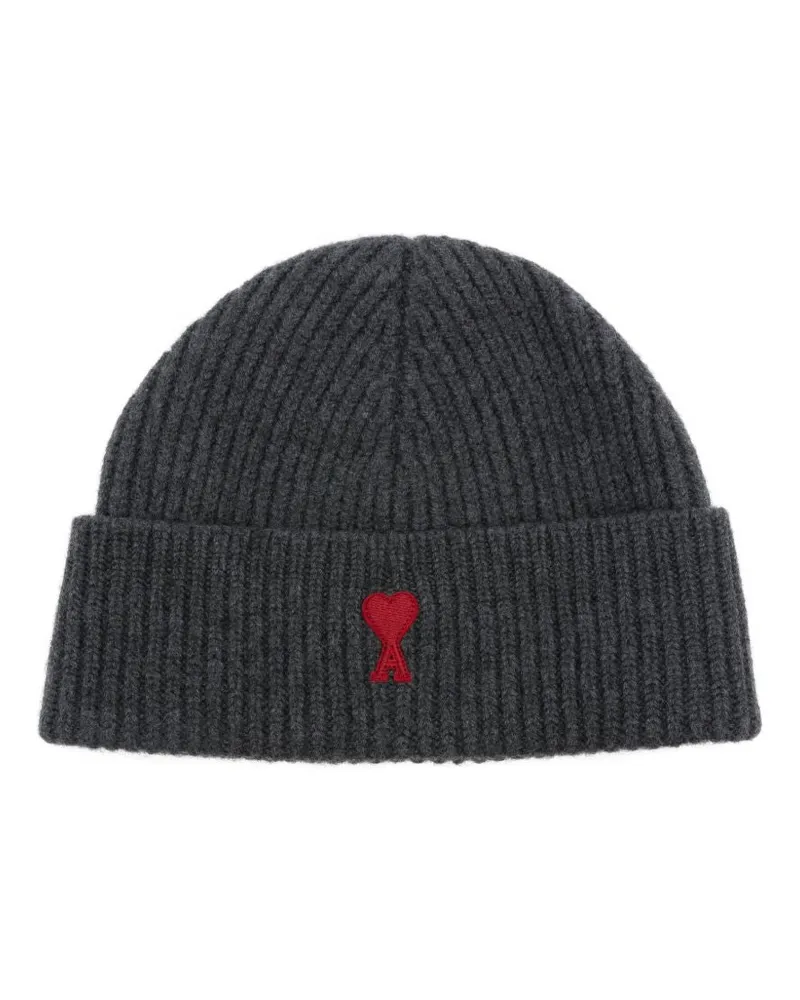 AMI Paris Ami de Coeur Wolle Beanie Grey