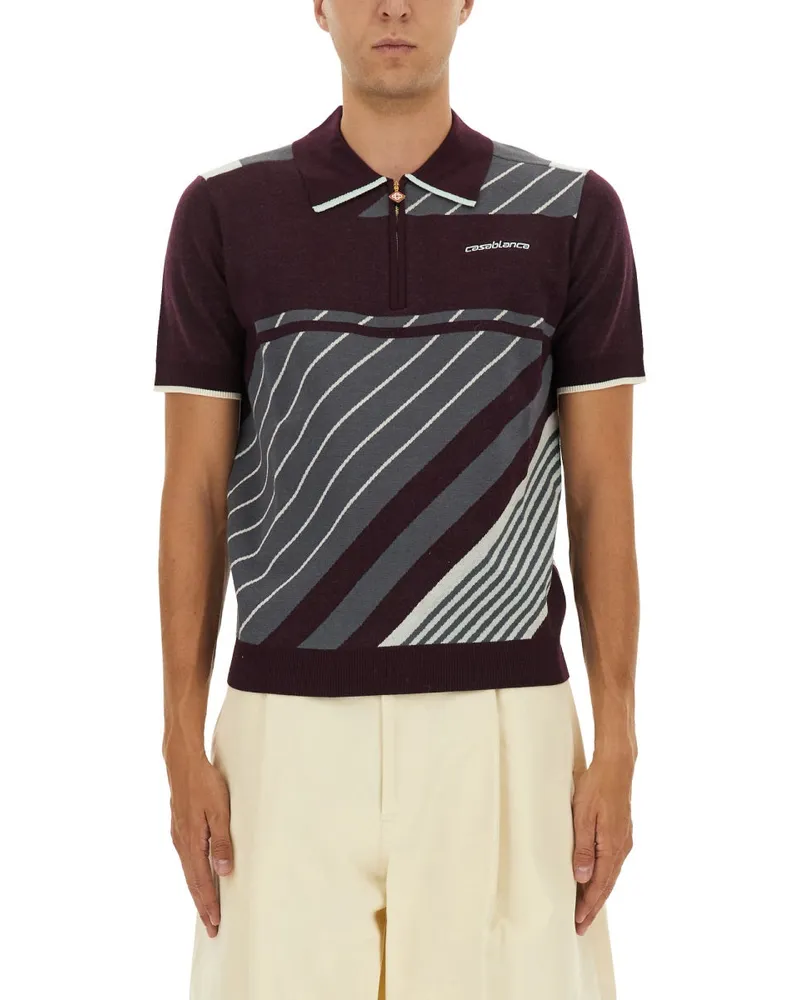 Casablanca Paris Diagonal" Tennis Polo -Shirt Purple
