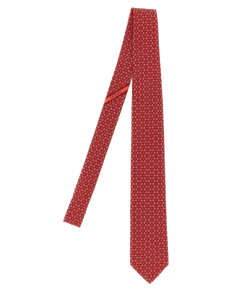 Ferragamo Gancini Pois' Print -Krawatte Red