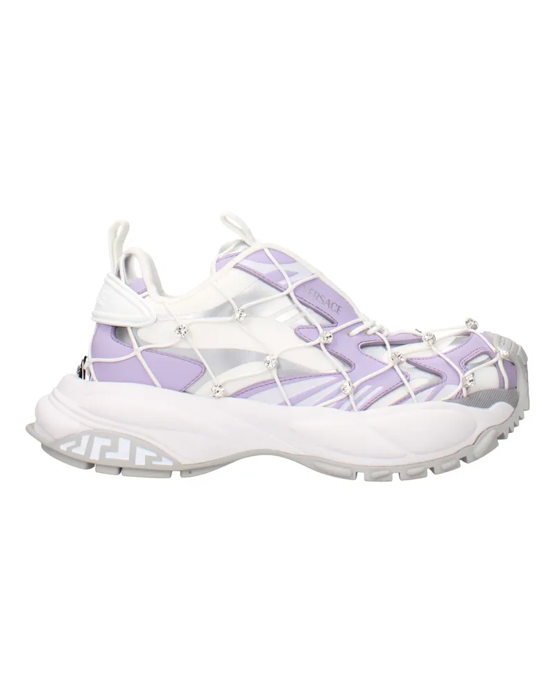 Versace Damens Sneakers aus weißem/lila Stoff -