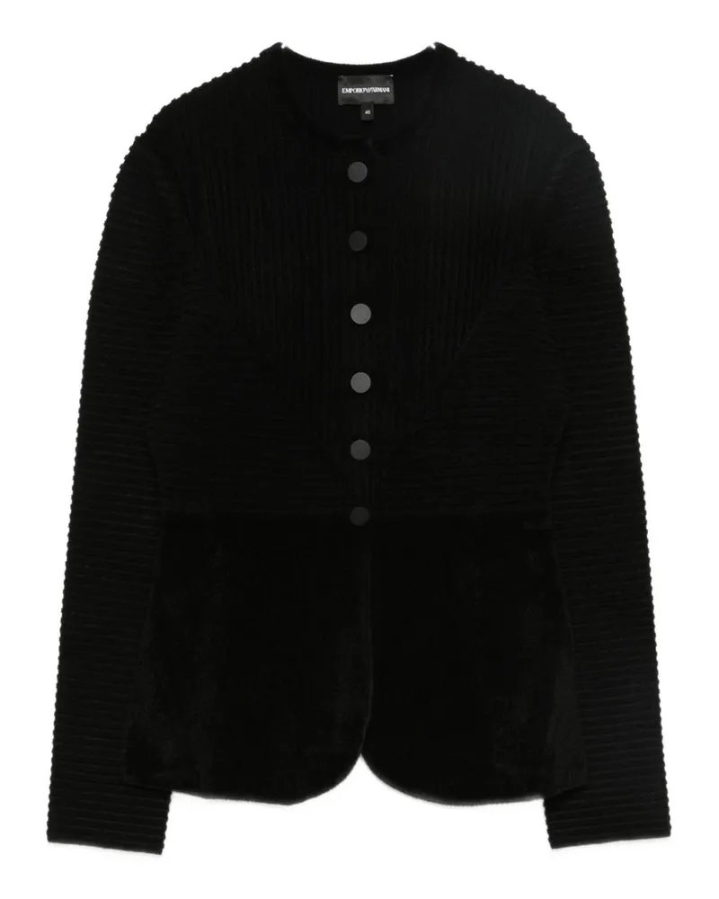 Emporio Armani geknöpfte Jacke mit Rundhalsausschnitt Black