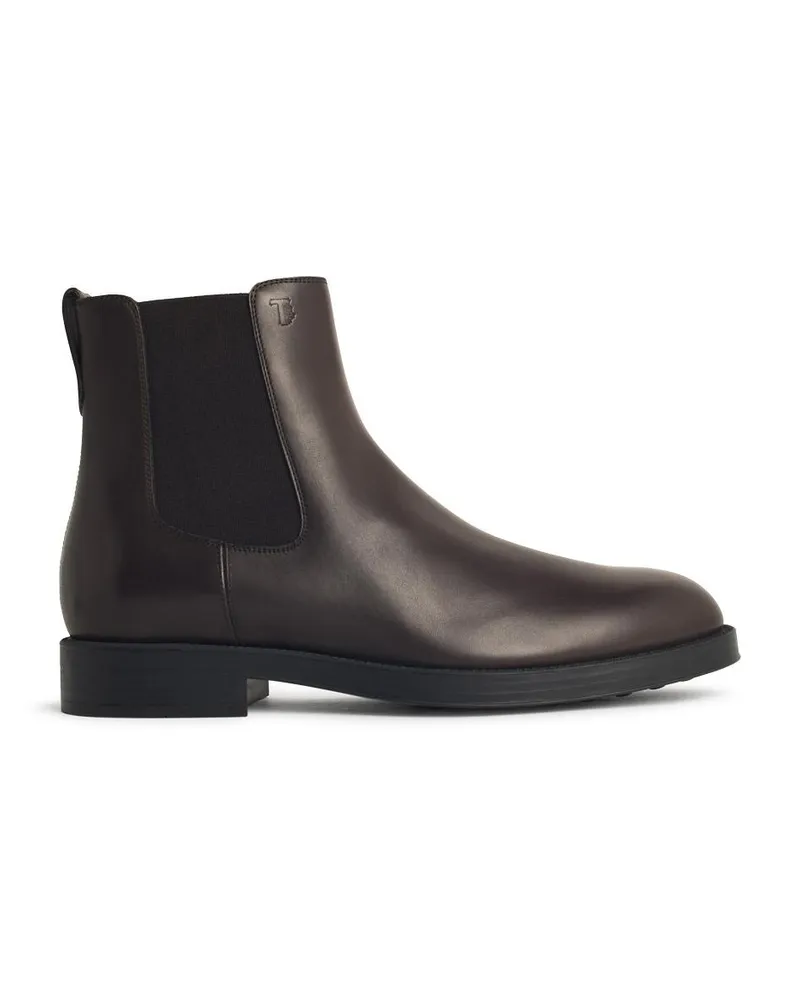 TOD'S Tod 's 'El. Formale 'Brown Lear -Knöchelstiefel Brown