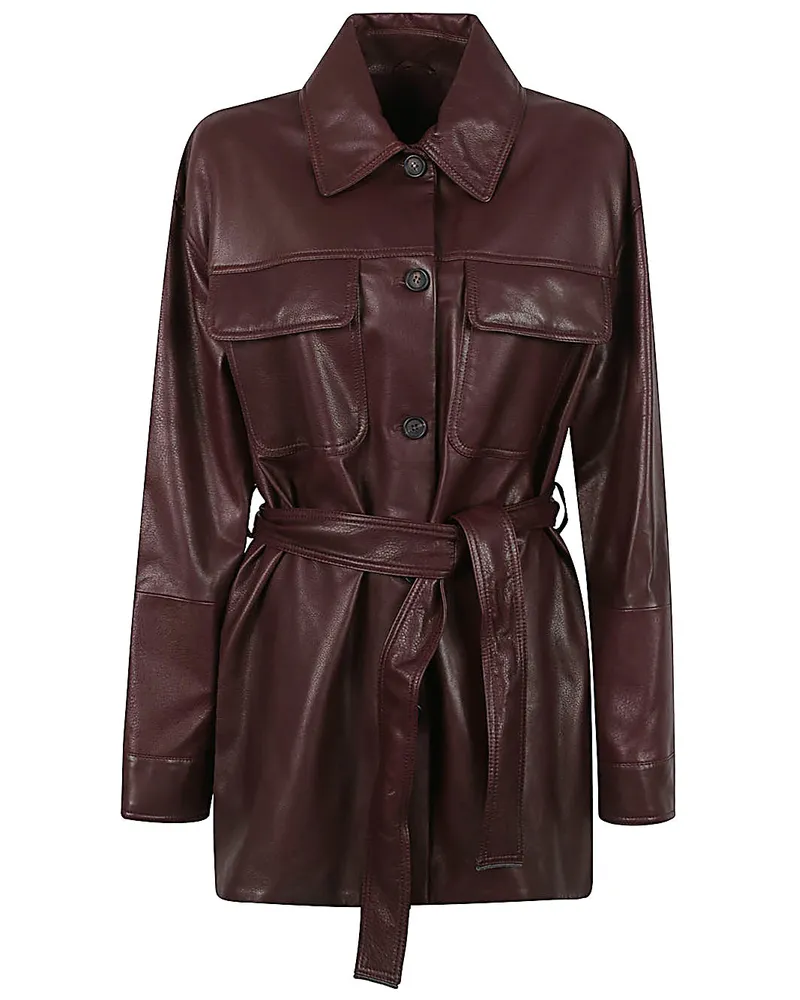 Brunello Cucinelli Lederjacke Bordeaux