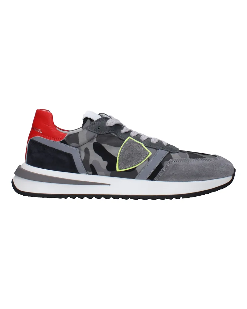 Philippe Model Sneakers Tropez 2.1 Herrens Stoff Grau/Rot -