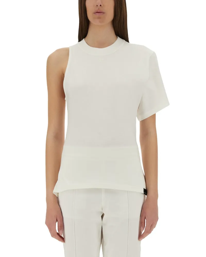 Courrèges Courreves ein Schulter -T -Shirt in Tauch White