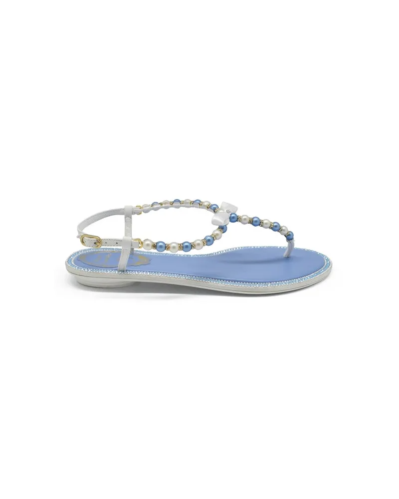 René Caovilla Perlensandalen Blue