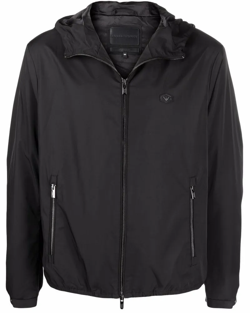 Emporio Armani mit Kapuze -Blouson -Jacke Black