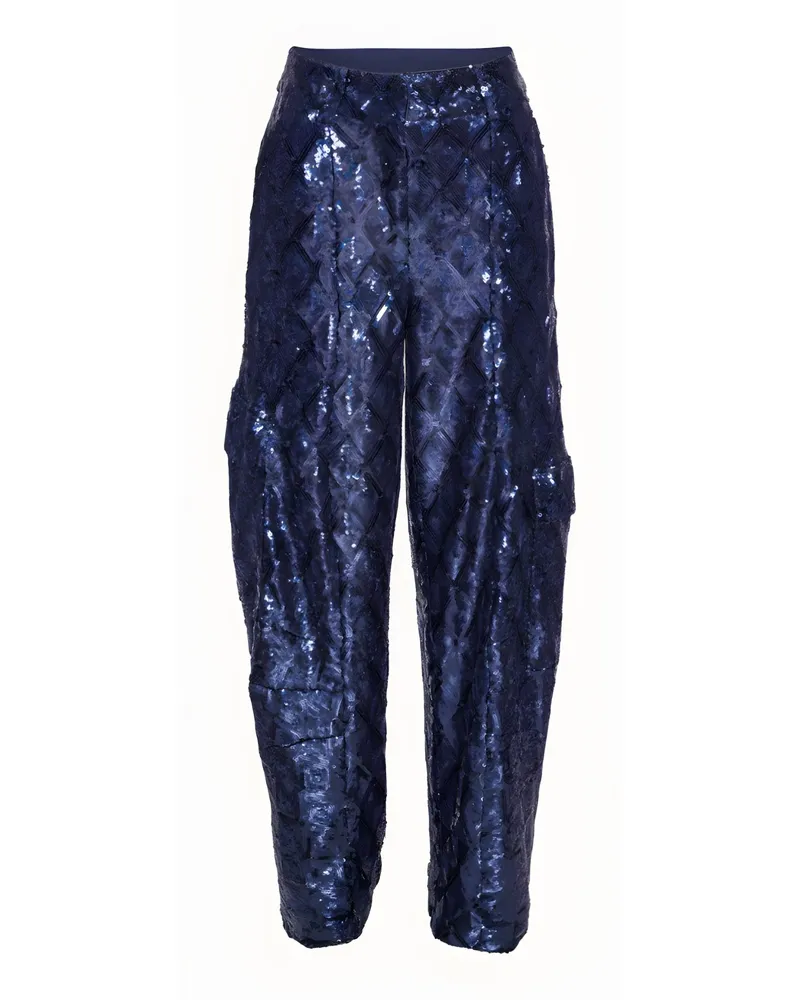 ROTATE Birger Christensen Pantalone Cargo Blu Con Paillettes drehen Blue