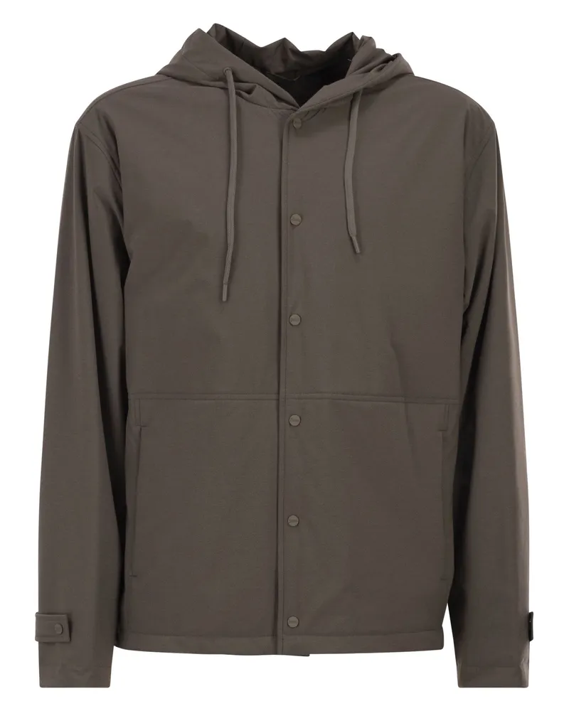 Herno Stretch-Nylonjacke mit Kapuze Tortora