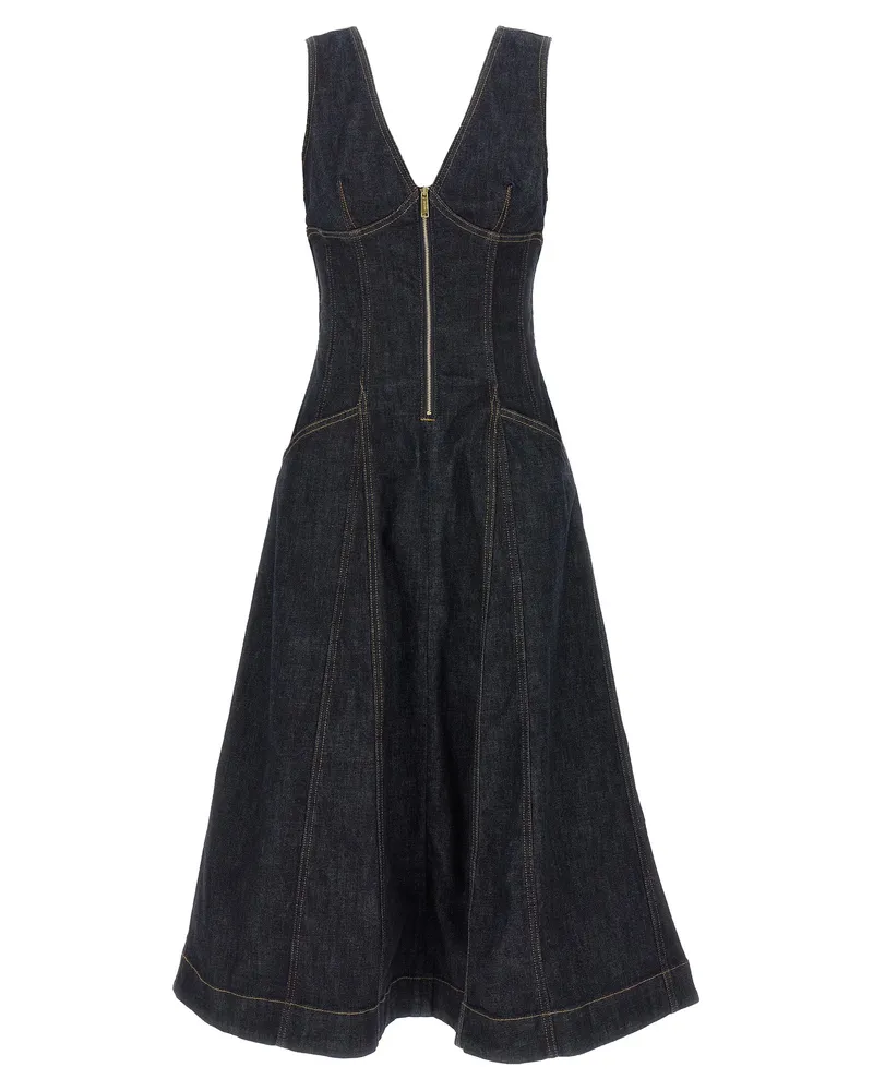 Self-Portrait Selbstporträt 'Indigo Denim Midi' Kleid Blue