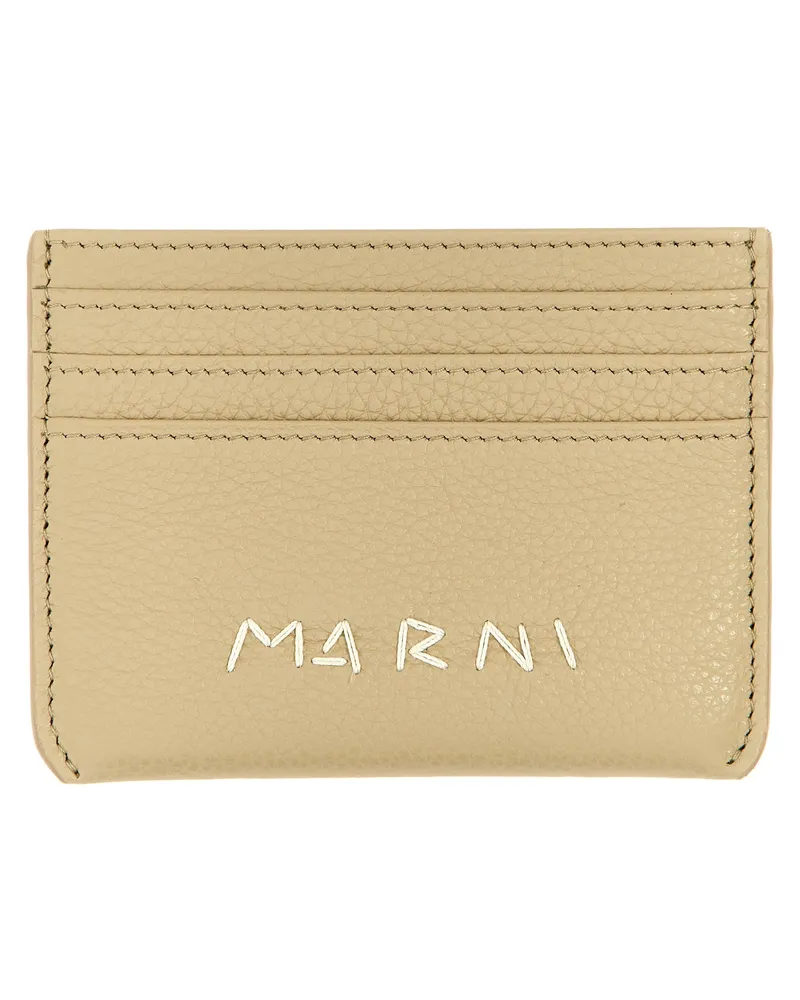 Marni Logo -Kartenhalter Beige