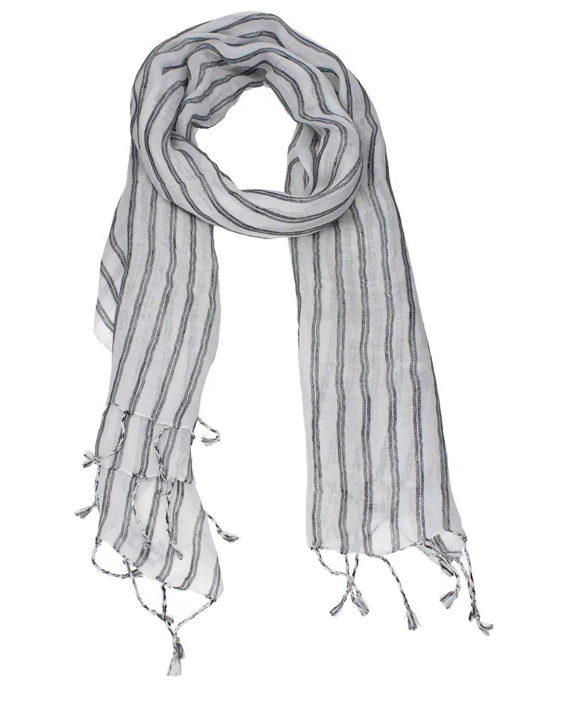 Brunello Cucinelli Damens Schal Leinen Weiß/Schwarz -