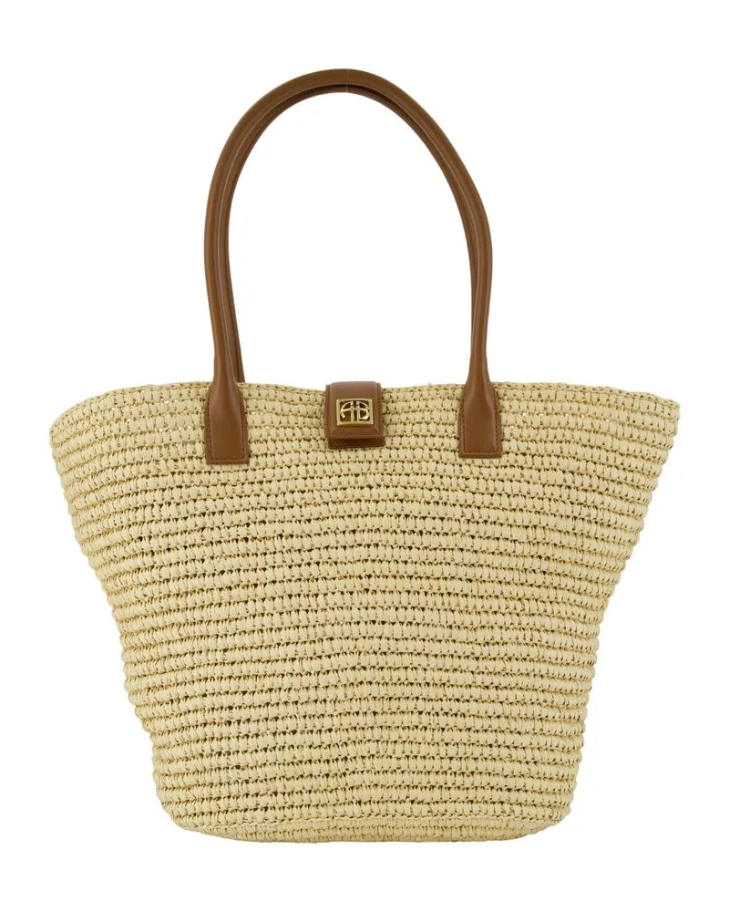 Anine Bing Cabas Lou Monogramm  Leder Beige Beige