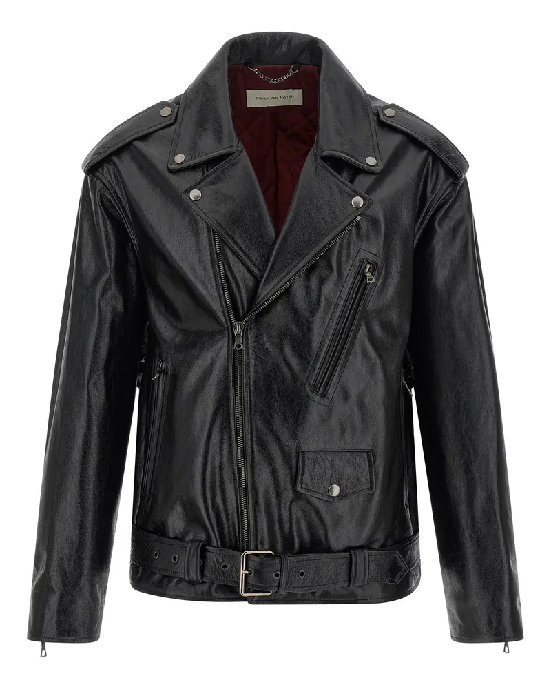 Dries van Noten Dries Van Note Leder Bikerjacke Black