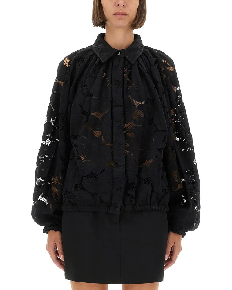 Patou Spitzenballonbluse Black