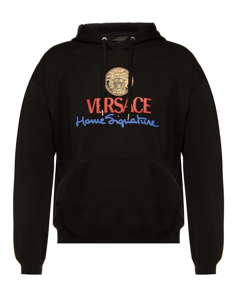 Versace Versace Logo Kapuzen -Sweatshirt Schwarz