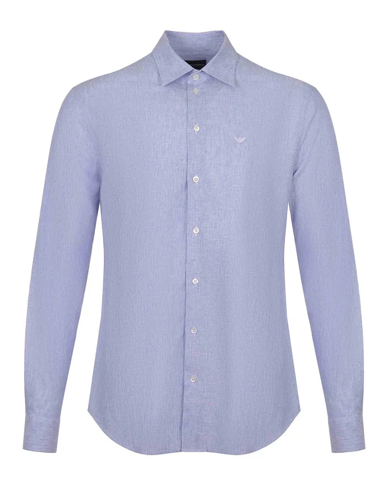 Emporio Armani Shirt aus Leinenmischung Blue