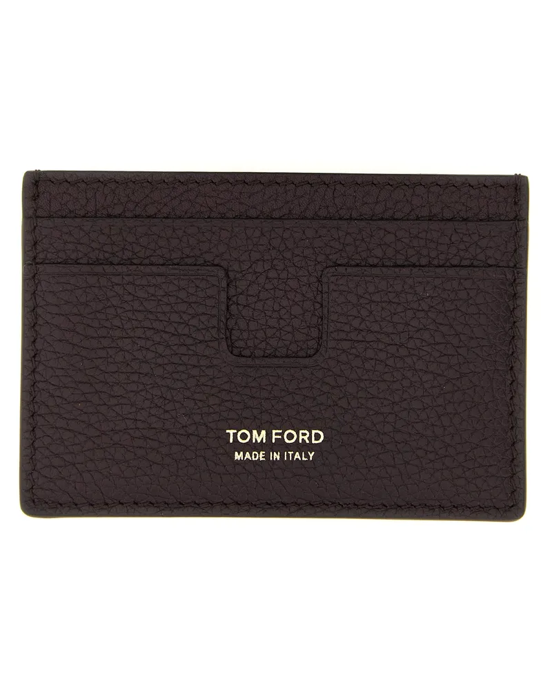 Tom Ford Logo Lederkarteninhaber Bordeaux