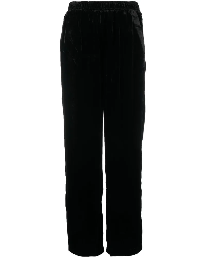 Gold Hawk Clothing Velvet Wide Bein Hosen Black