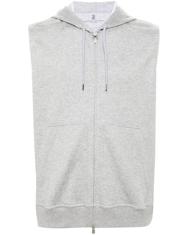 Brunello Cucinelli Ärmelloser Kapuzenpullover Grey