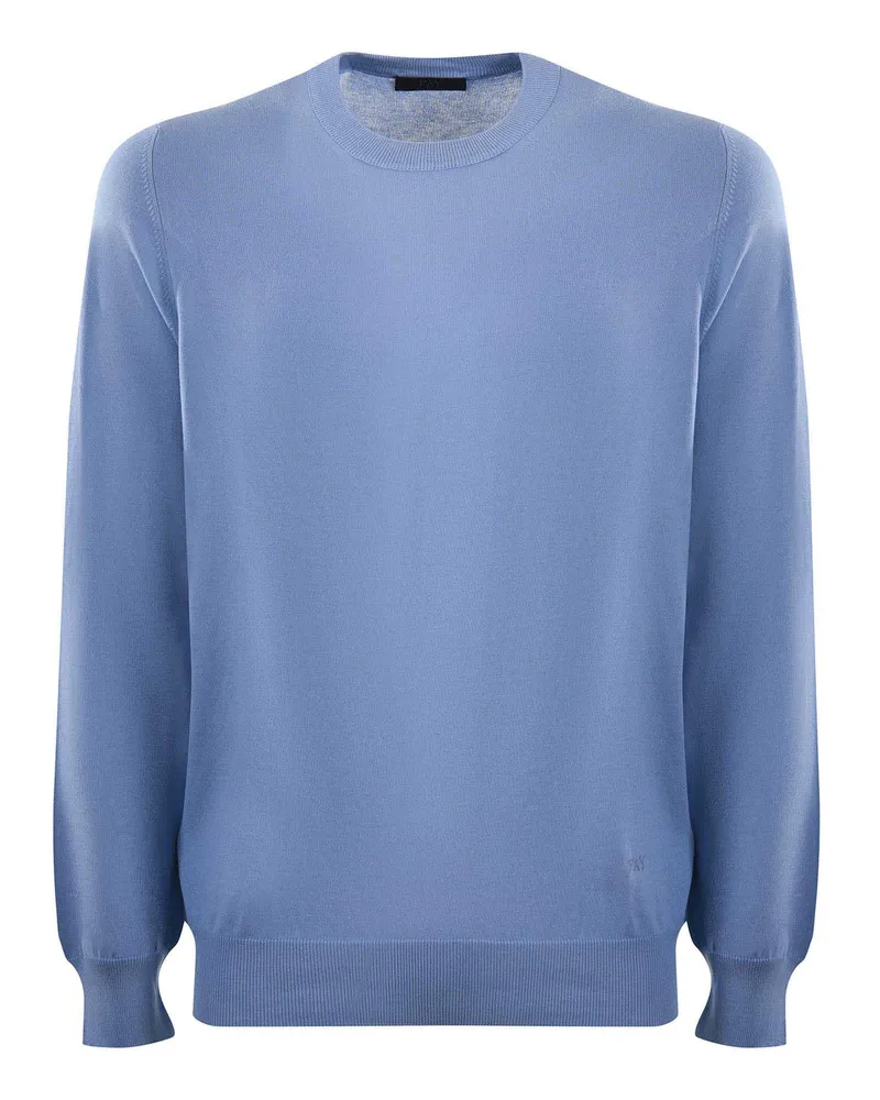 Fay Baumwollgarnpullover Azzurro