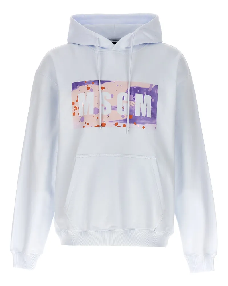 MSGM Camo Season Box Logo' Hoodie White
