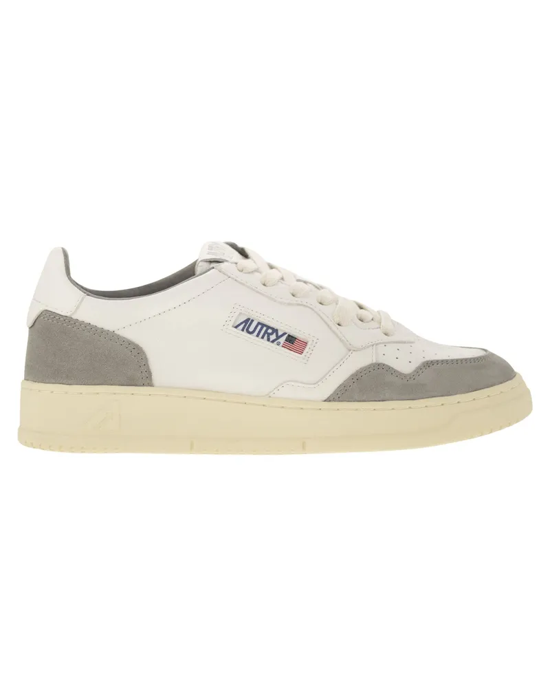 AUTRY Medaillengewinner niedriger Turnschuhe in Ziegenleder und Wildleder White