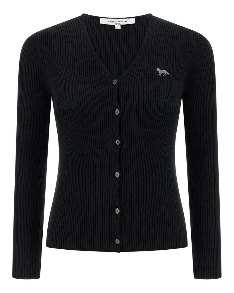 Kitsuné Strickjacke „Baby Fox“ von Black