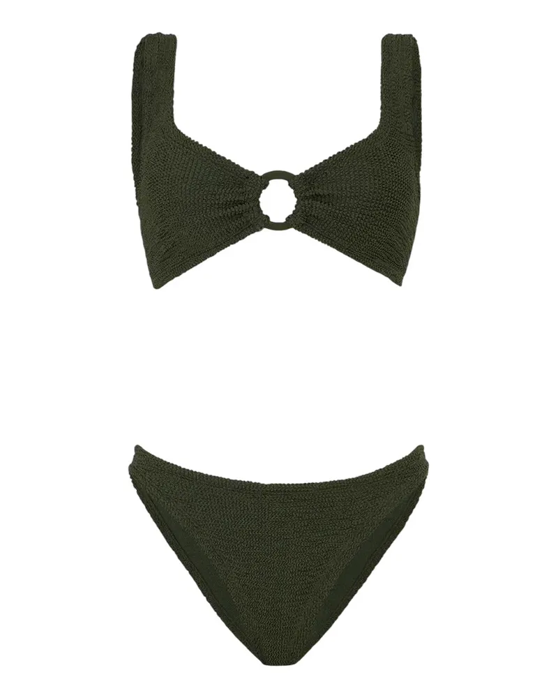 Hunza G Julia Bikini mit Tonkreisen in metallischem Khaki Metallic