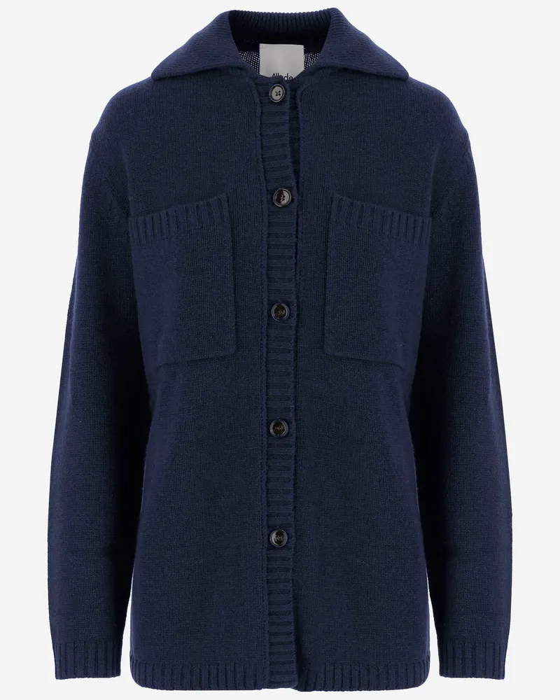 ALLUDE Anspielende Wolle und Kaschmir -Strickjacke anspielend Blue