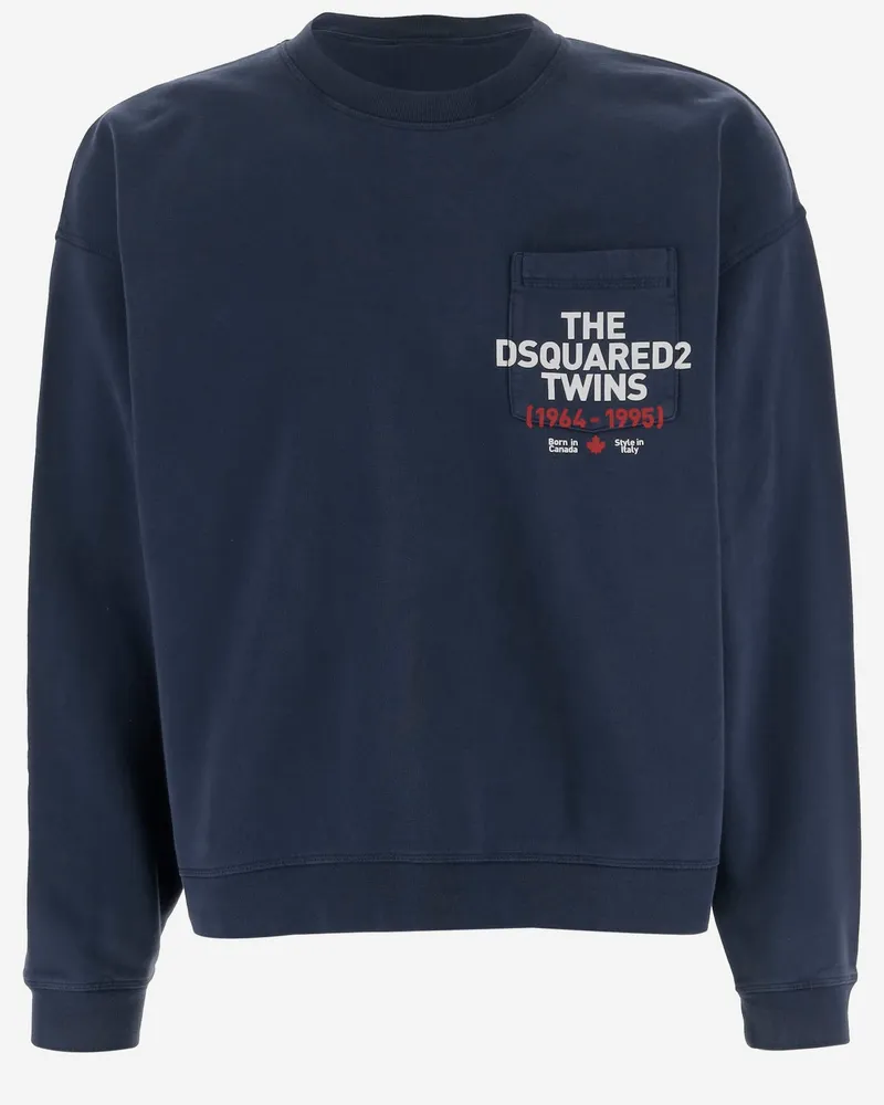 Dsquared2 Baumwoll -Sweatshirt mit Logo Blue