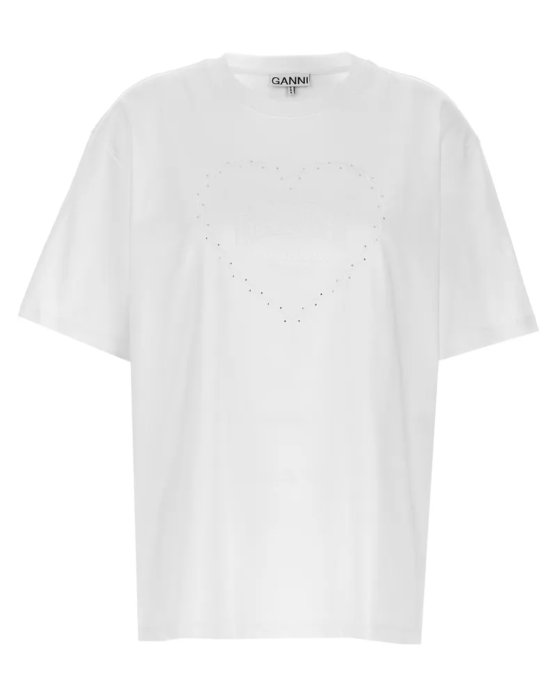 Ganni Strass -Logo Stickhemd White