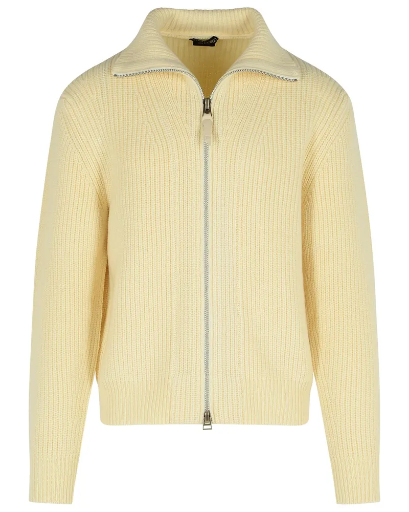 Tom Ford Elfenbein Wolle Mischpullover White