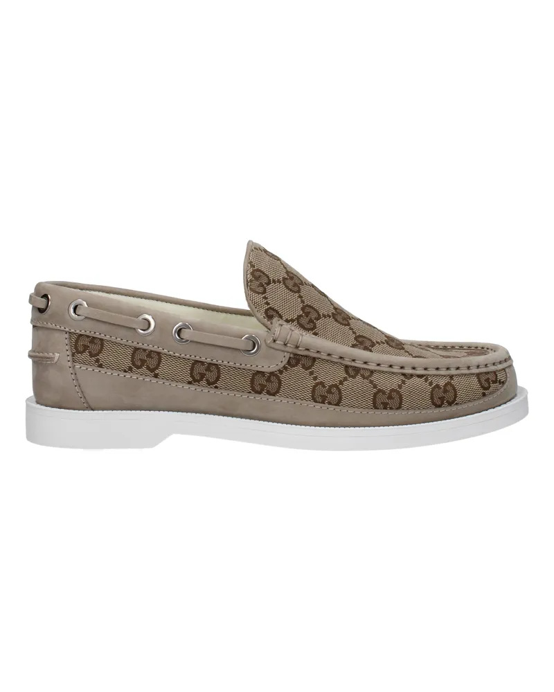 Gucci Herrens Mokassins Stoff Beige/Ebenholz -
