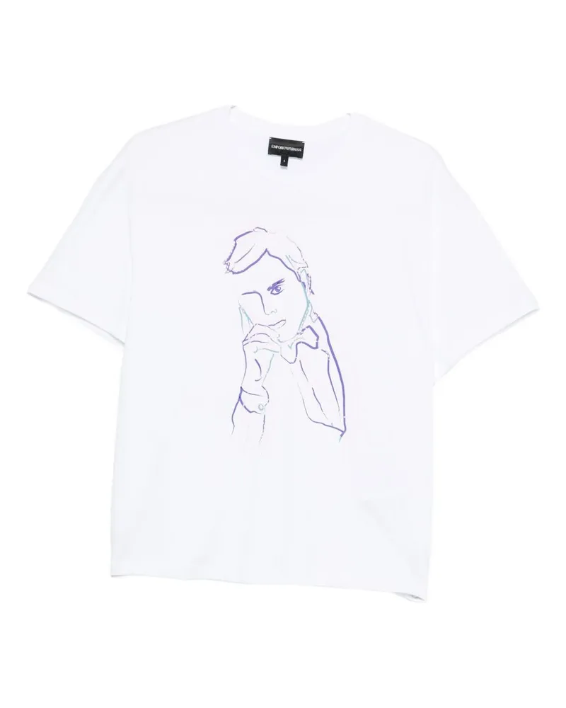 Emporio Armani Baumwoll-T-Shirt mit Giorgio Armani-Print White