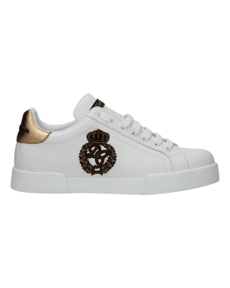 Dolce & Gabbana Sneakers Männer Leder Weiß/Gold -