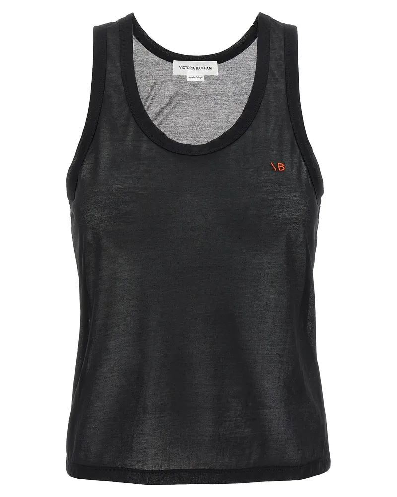 Victoria Beckham Logo Stickerei Tank Top Black