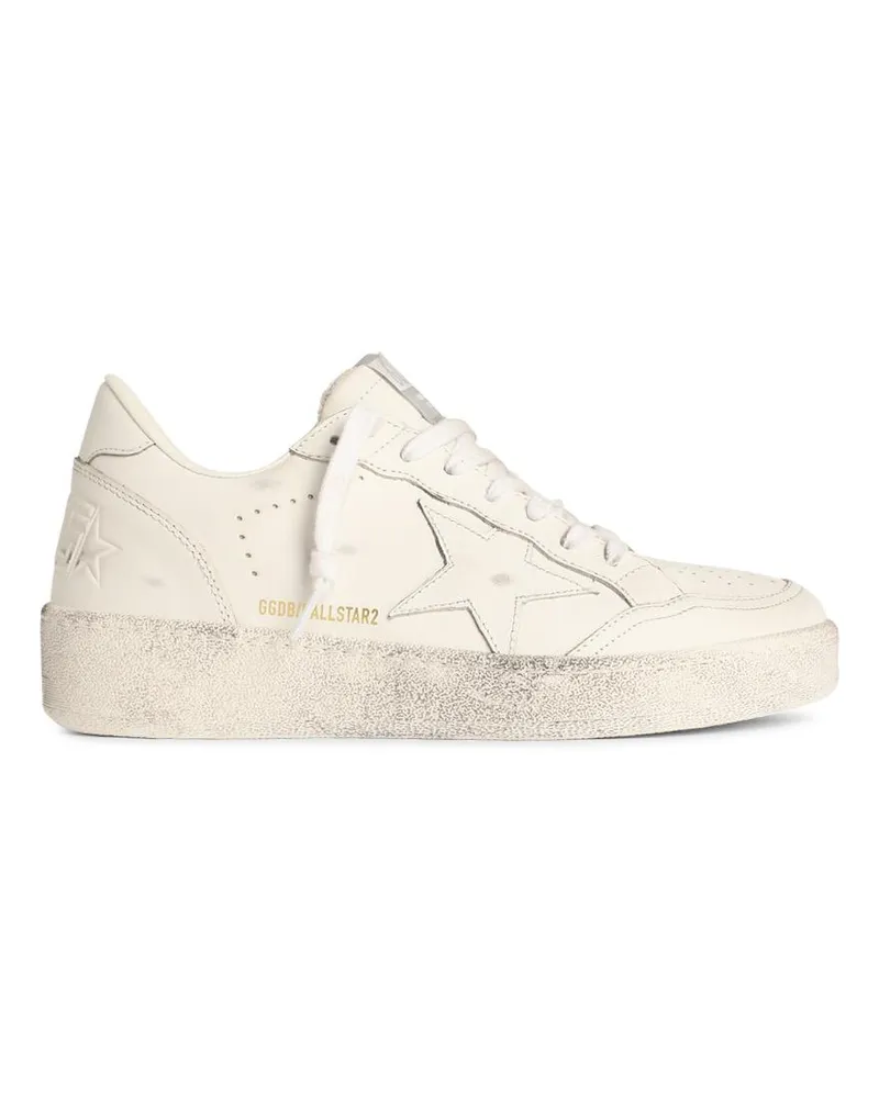 Golden Goose Weiße Lear-Sneaker „Ball Star 2“ von White