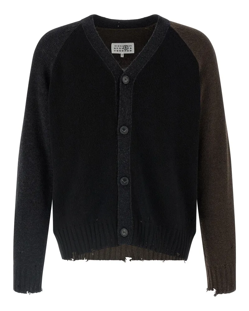 Maison Margiela Zwei -Ton -Wildleder -Patch -Strickjacke Multicolor
