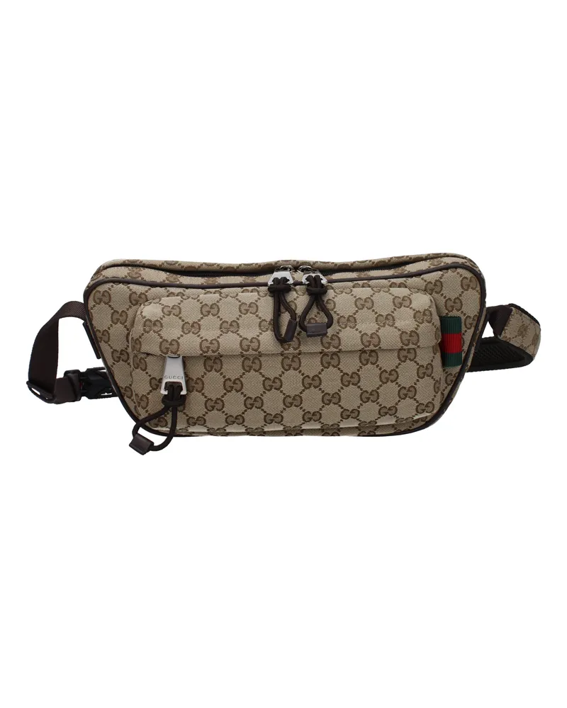Gucci Herrens Umhängetaschen aus Stoff in Beige/Ebenholz -