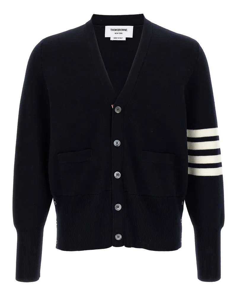 Thom Browne 4 Bar' Woll -Strickjacke Blue