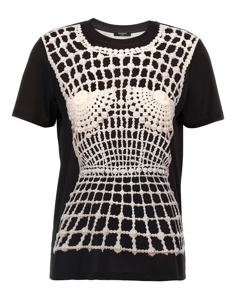 Balmain Trompe L'l'oeil T -Shirt Black