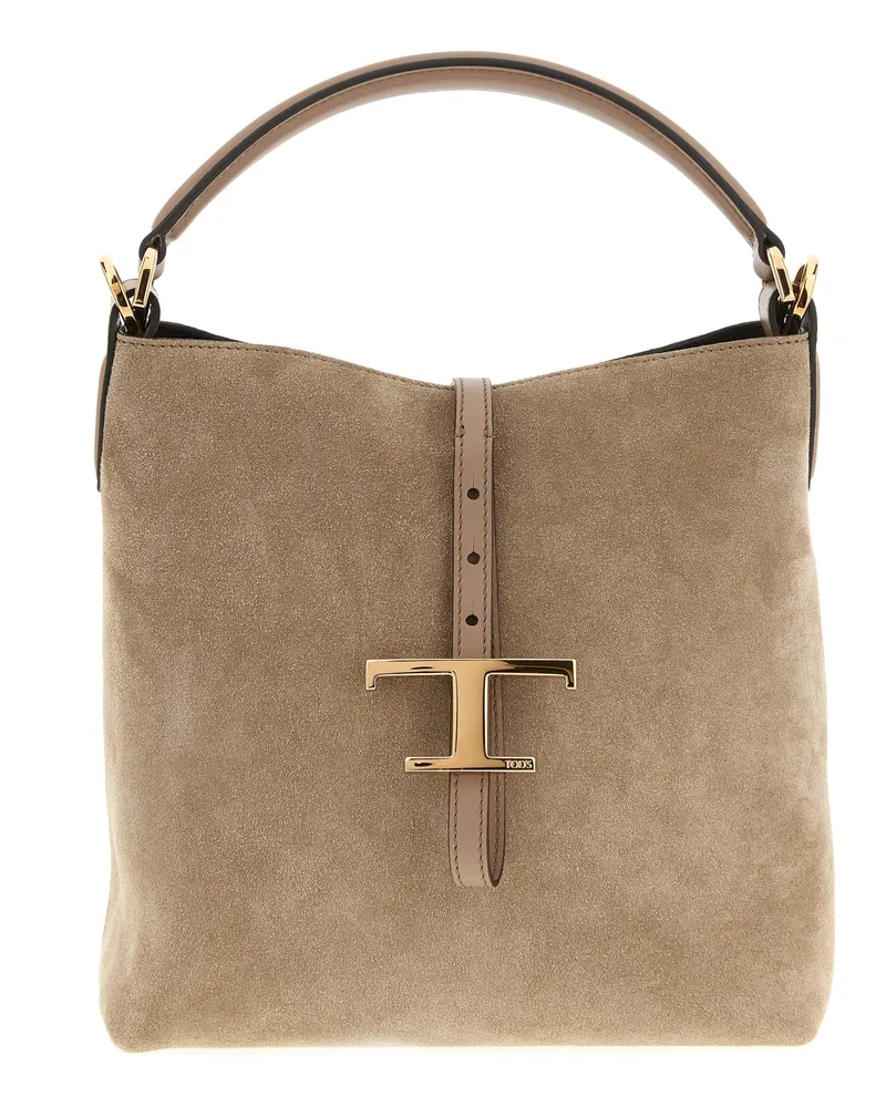 TOD'S Mini-Beuteltasche „T Timeless Beige