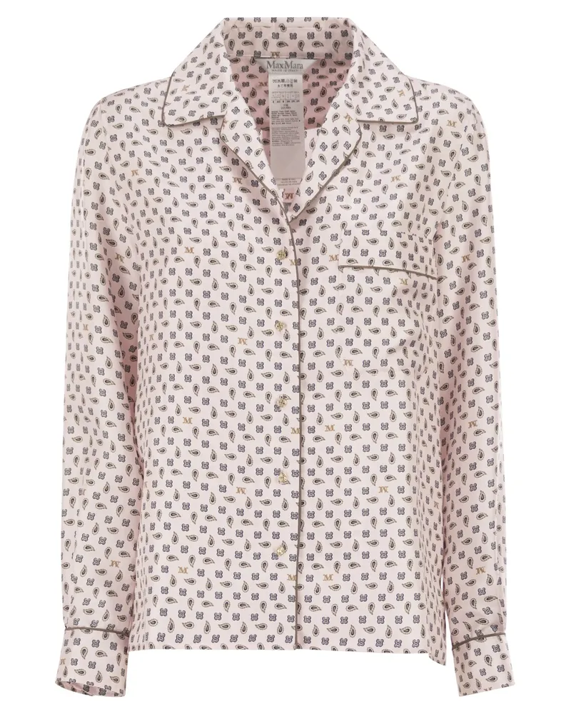 Max Mara Mxmdisco halb tailliertes, bedrucktes Seidenhemd Pink