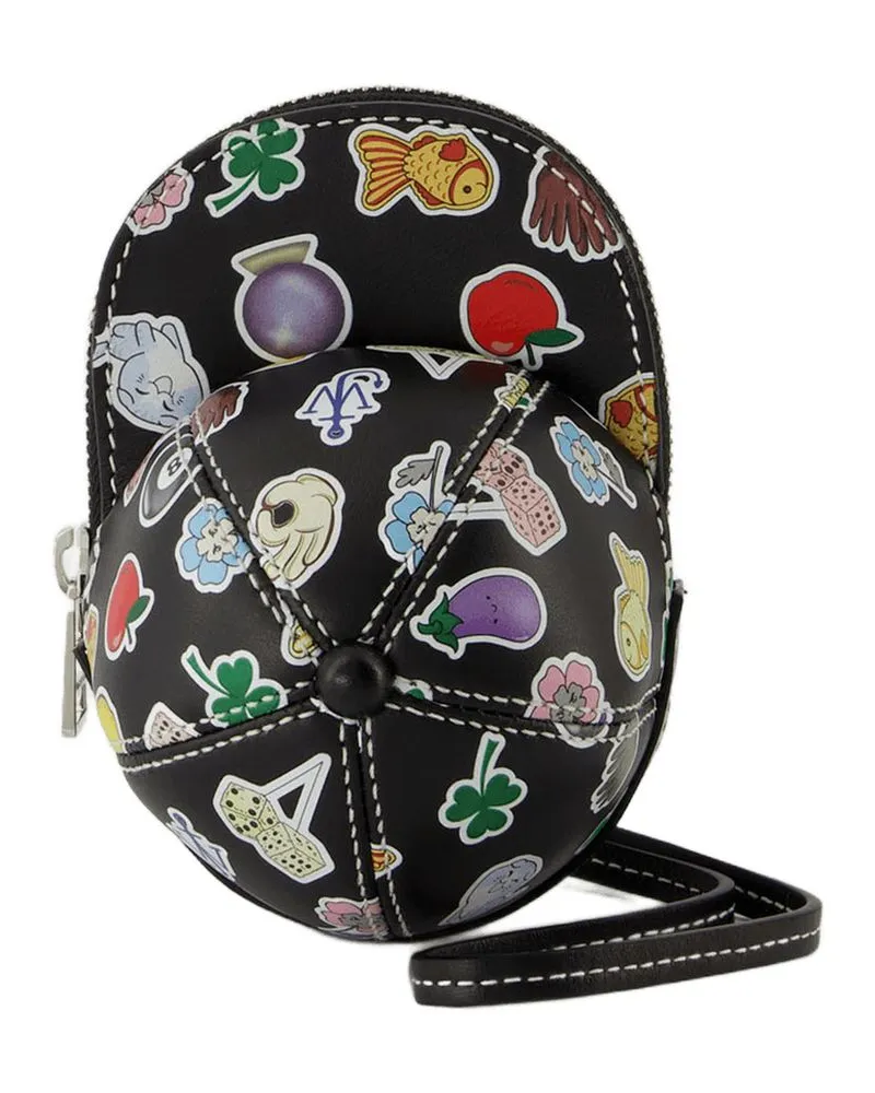 J.W.Anderson Nano Cap Hobo Bag  schwarzes Leder Schwarz
